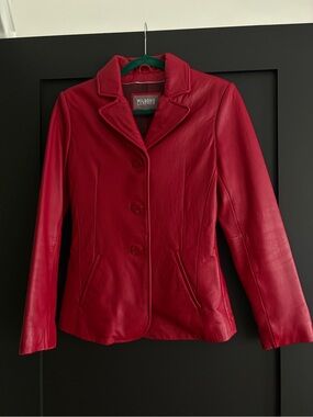 Vintage Wilsons Leather Women's Red Leather Button-Front Jacket